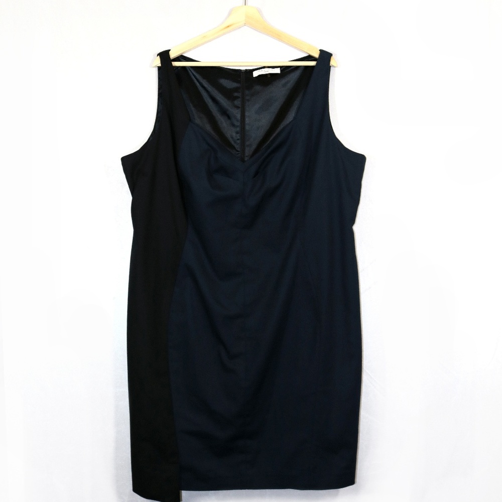 Tahari Woman Asymmetrical Color Block Sheath Dress